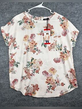 Buffalo David Bitton Women's Woven Patch Pocket Blouse, Ivory Blossom, M